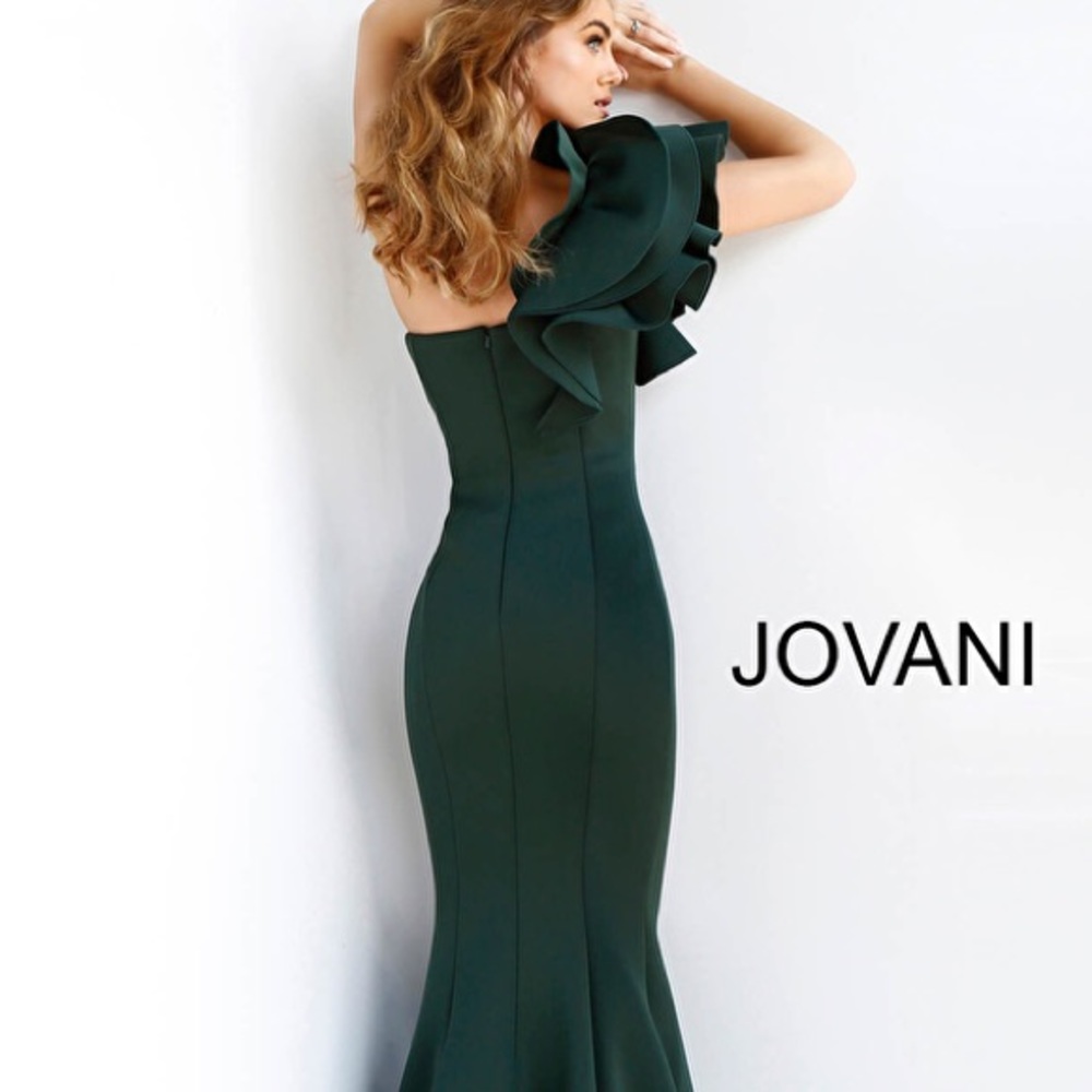 NWT Jovani 63994 One Shoulder Fitted Scuba Evening Dress in NAVY. - Picture 3 of 7